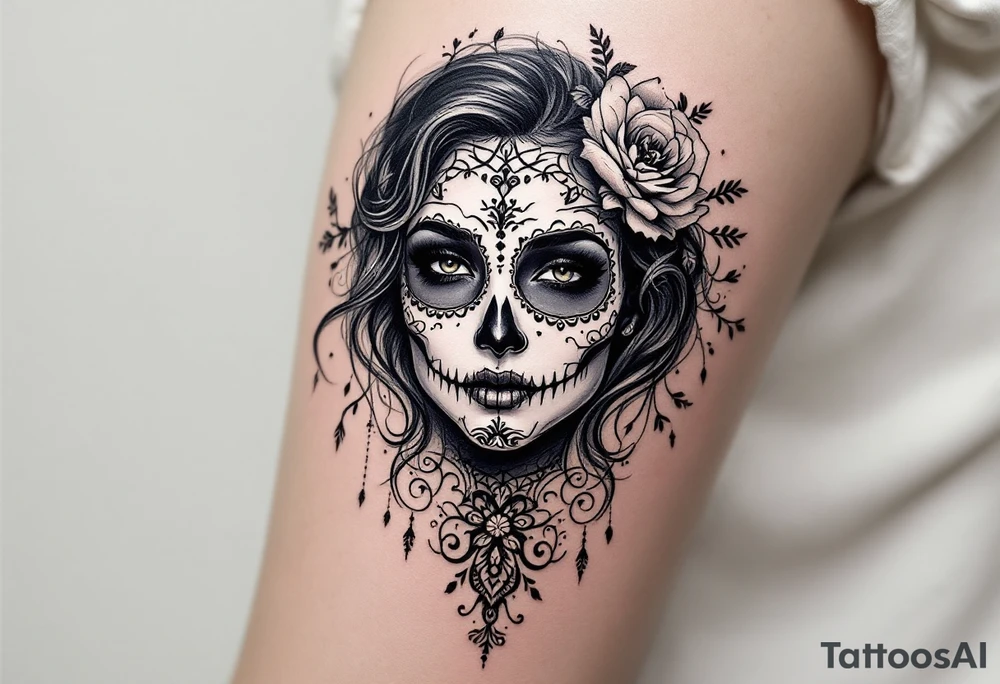 Dia de muertos portrait tattoo tattoo idea