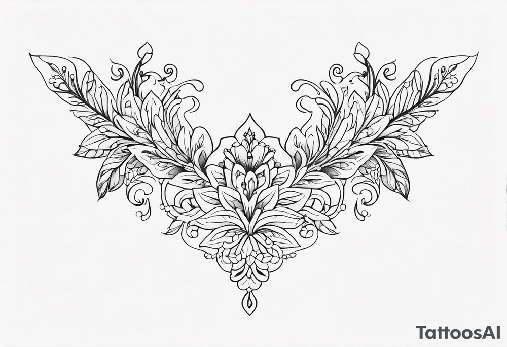 small ornate floral sternum tattoo tattoo idea