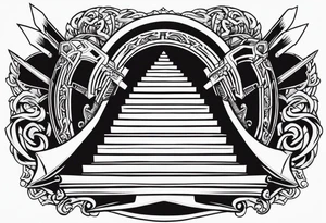 Valhalla sword shield axe 
stairs tattoo idea