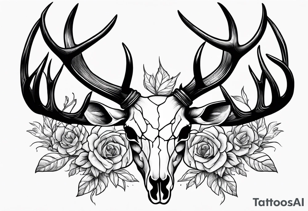 Dead deer skull tattoo idea