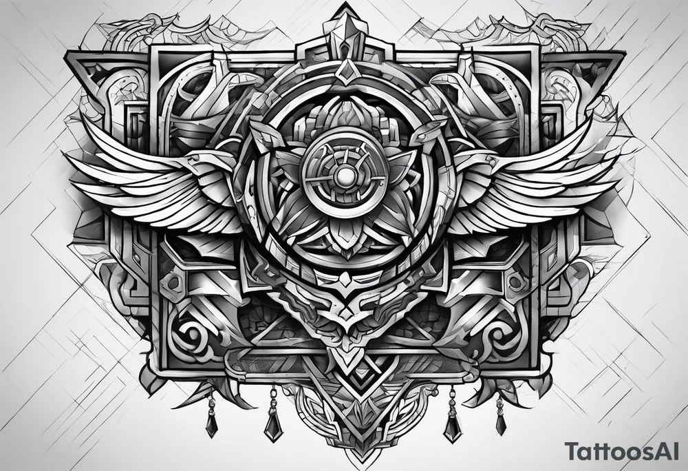 cyber chest armor tattoo idea