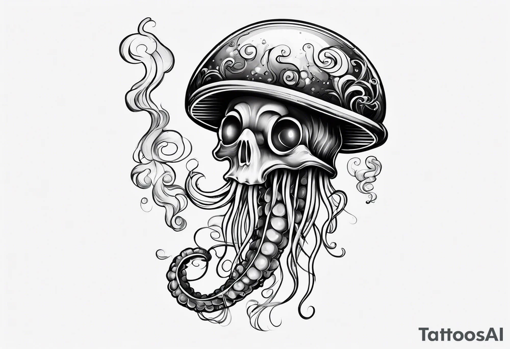 jellyfish smoking cigarette tattoo idea