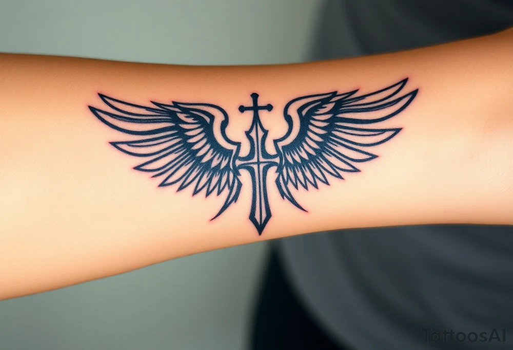 christan religious tattoos with full and strong wings tattoo idea