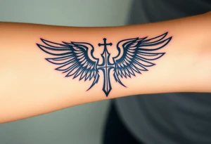 christan religious tattoos with full and strong wings tattoo idea