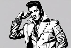 Elvis Full Body Pose simple tattoo idea