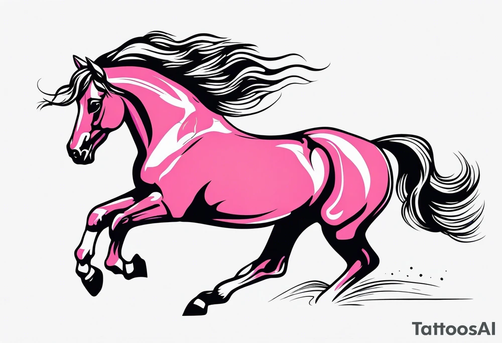 Turn pink ribbon into bucking horse tattoo idea