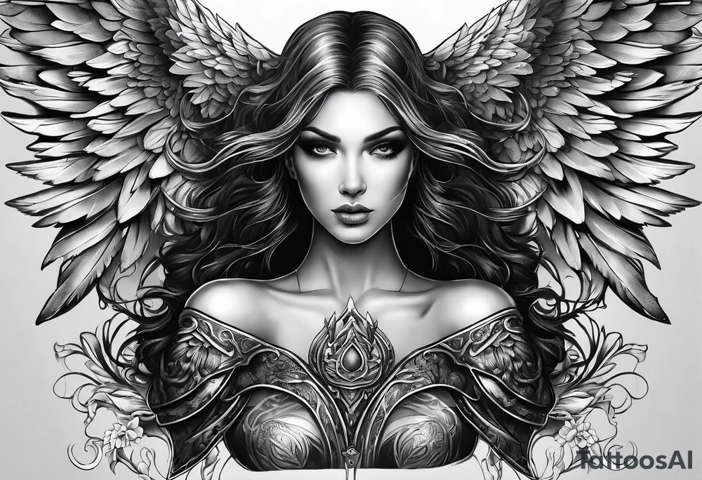 Female dark angel tattoo idea