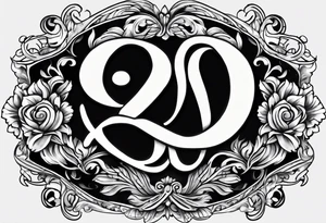 Infinity symbol with a capital letter B in the center, a capital letter J in the left side, and a capital letter J in the right side tattoo idea