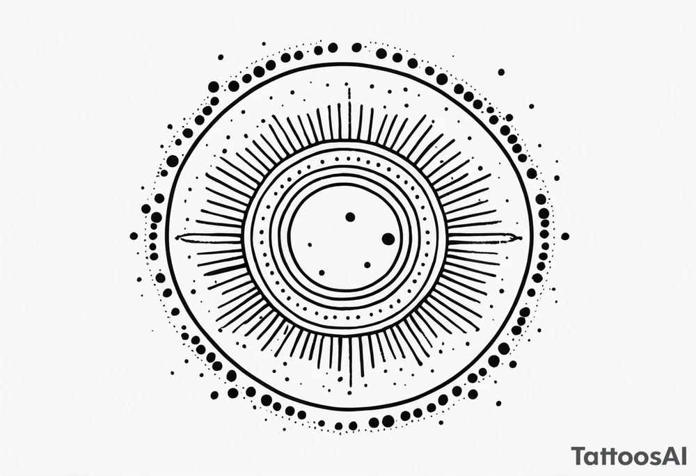 simple sunshine made of black dots with circles tattoo idea simple sunshine made of black dots with circles tattoo idea