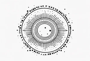 simple sunshine made of black dots with circles tattoo idea