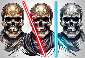 Light saber skull tattoo idea