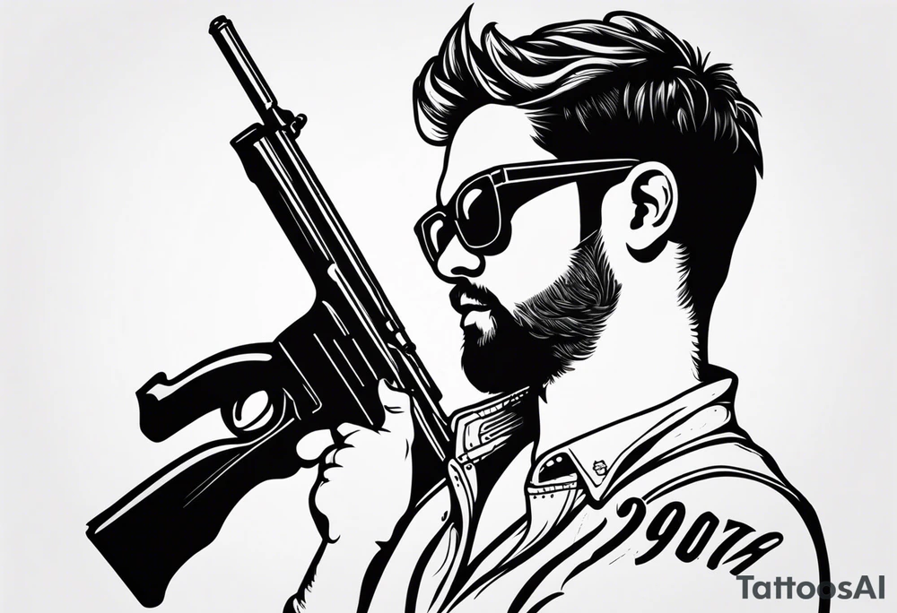 capricorn with sunglasses and shotgun tattoo idea