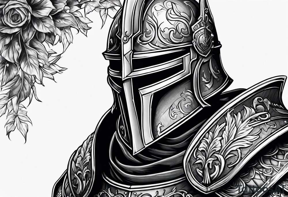 knight with heavy armor with less detail tattoo idea