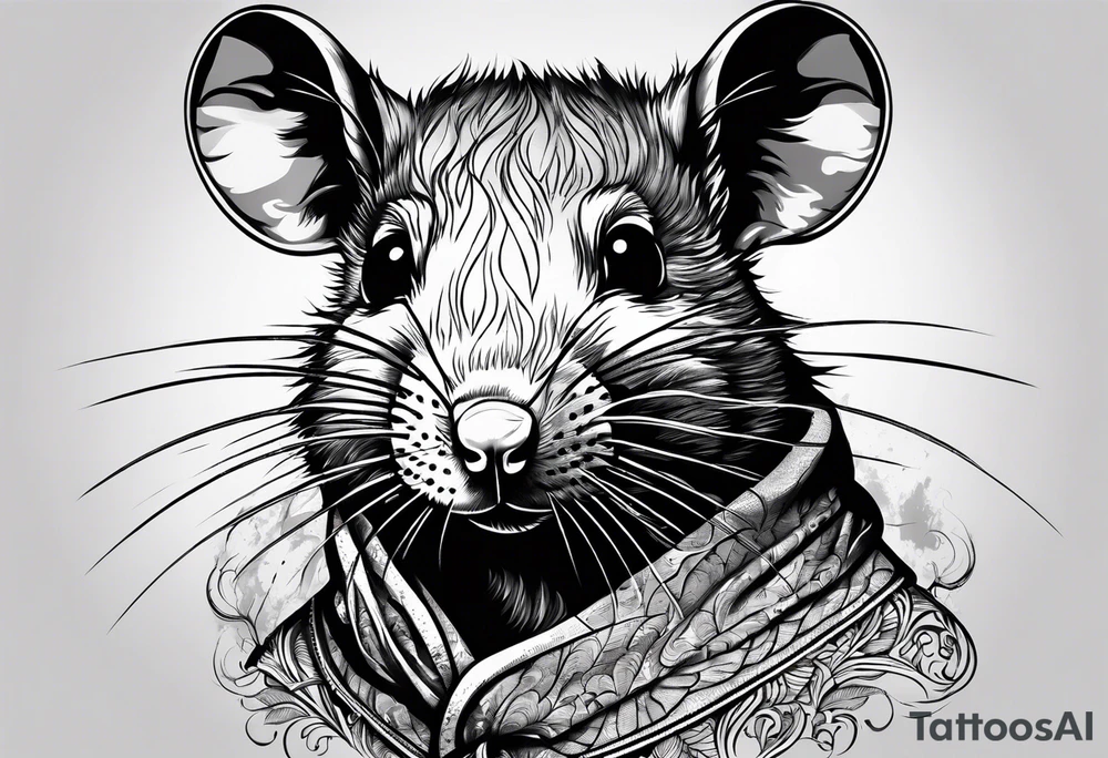 Rat using fire magic tattoo idea