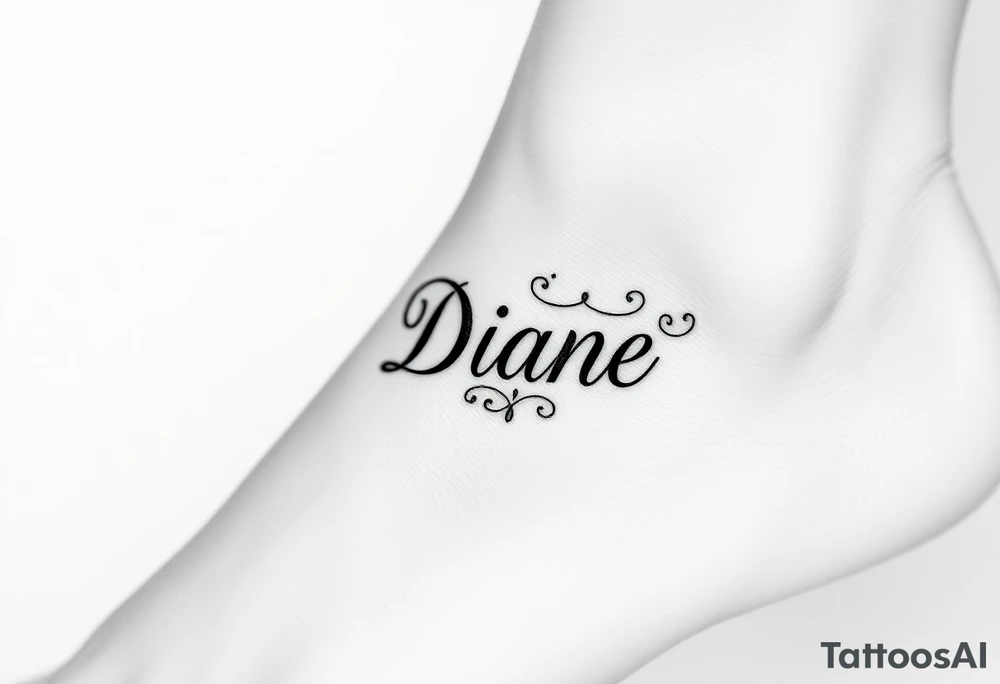 Anklet and charm name Diane tattoo idea
