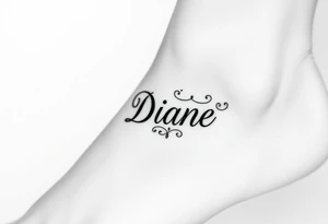 Anklet and charm name Diane tattoo idea