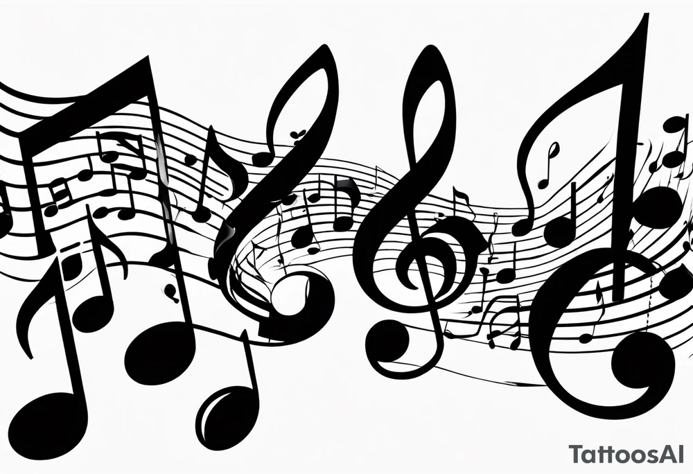Musical notes connecting toddlers dancing tattoo idea