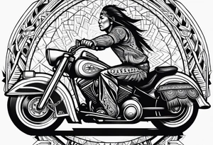 Native american on motorcycle tattoo idea