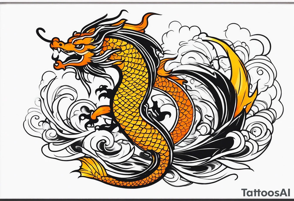 I want a dragon tattoo In gold and black for the story of koi fish tattoo tattoo idea