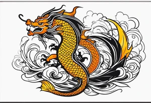 I want a dragon tattoo In gold and black for the story of koi fish tattoo tattoo idea