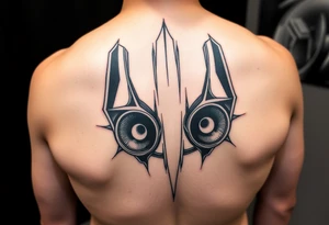 a back tattoo that looks like an exhaust vent, have it to where theres two exhausts on both back sides, try to make it look vertical on both sides also tattoo idea