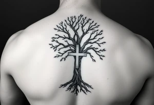 tree of life with the cross imbued inside tattoo idea