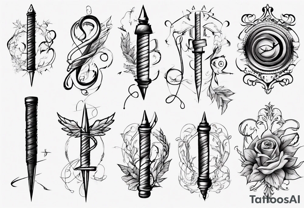 Needle, thread, initials tattoo idea