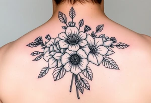 Birth flower bouquet with August August November August and October birth flowers tattoo idea