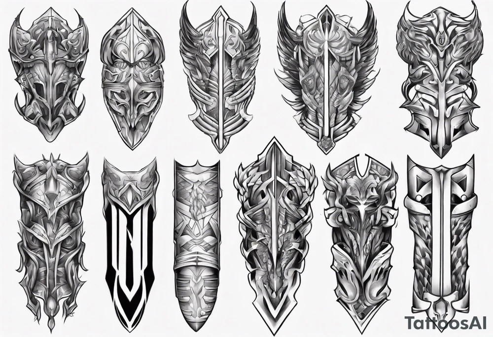 Leg armor symmetrical tattoo idea