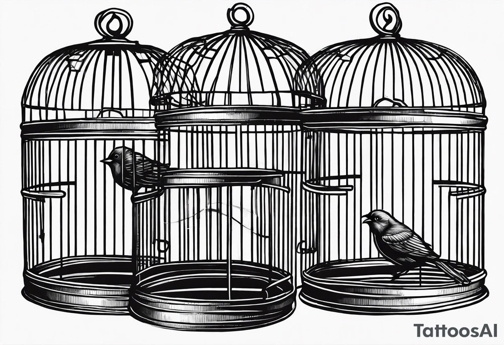 Empty bird cage tattoo idea