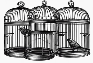 Empty bird cage tattoo idea