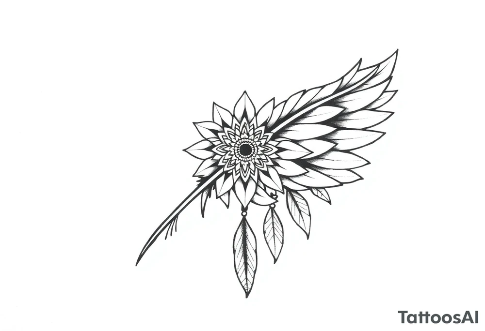 spiritual feather indian mandala shaman tattoo idea