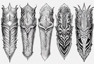 Dragonscale Leg armor symmetrical tattoo idea