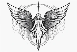 Angel with gothic wings. One side of angle represents darkness and the second of the angle represents light tattoo idea