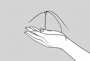 a hand that reaches above a waterline and trys to grab a string, which is handed by another hand tattoo idea