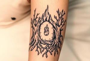 flame in roots, with a roots archway tattoo idea