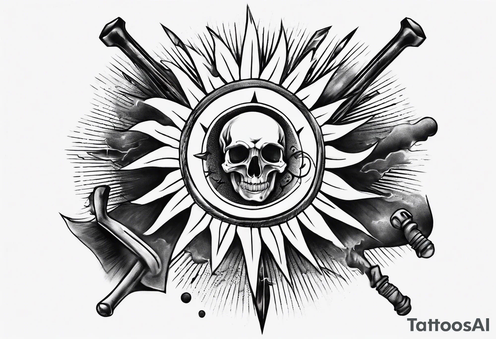 Sun hug a hammer tattoo idea