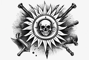 Sun hug a hammer tattoo idea