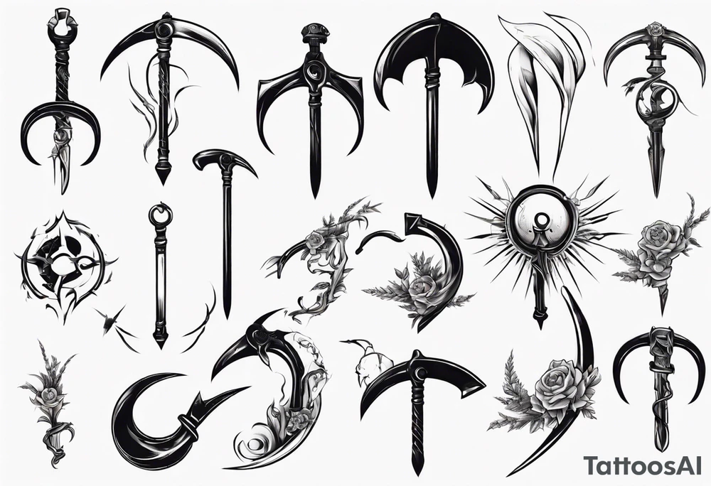 Long curved 
scythe tattoo idea