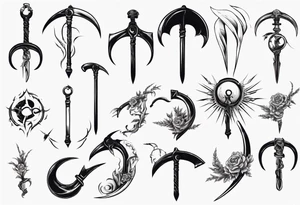 Long curved 
scythe tattoo idea
