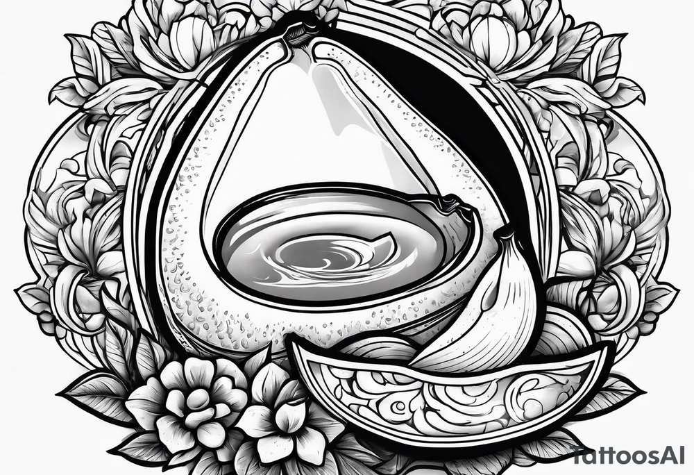 An avocado drinking wine and reading a book tattoo idea