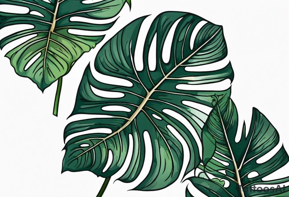 monstera leaves tattoo idea