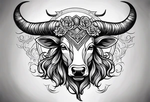 Taurus goddess with bull horns tattoo idea