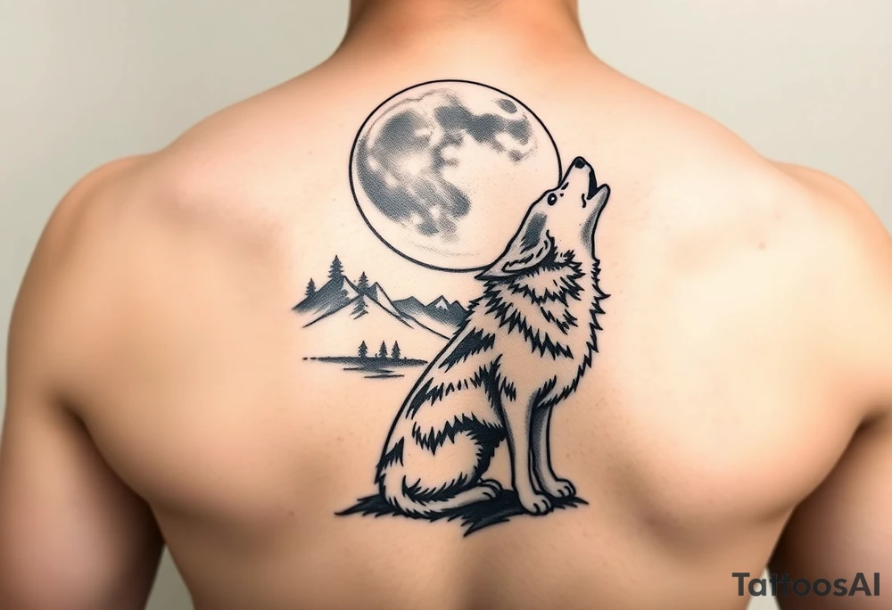 lone wolf howling at full moon with northern lights backdrop tattoo idea lone wolf howling at full moon with northern lights backdrop tattoo idea