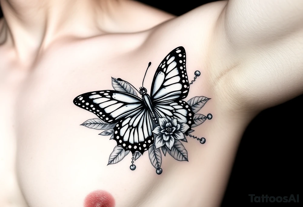 Bandana them water butterfly flowers tattoo idea