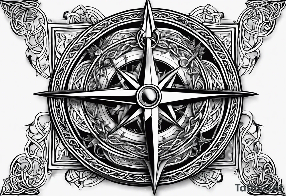 Celtic, forearm, half sleeve, anchor, compass tattoo idea