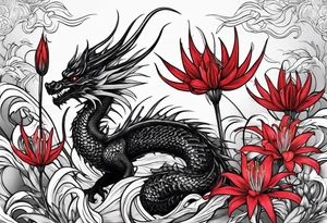 Black Dragon, 
Red Spider Lily tattoo idea