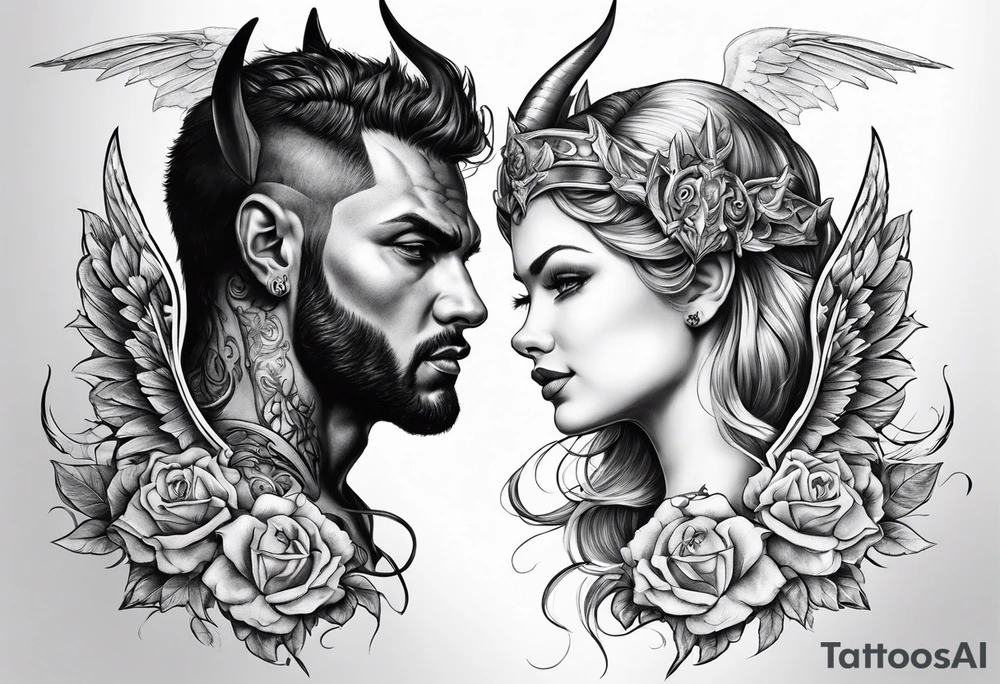 Devil and angel tattoo idea