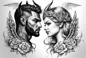 Devil and angel tattoo idea