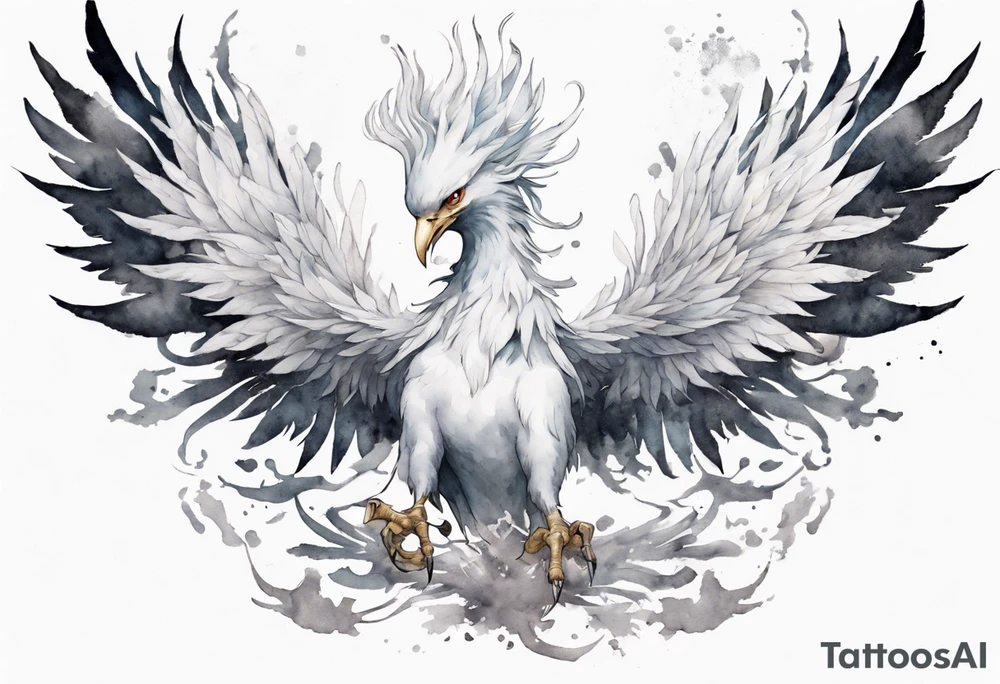 a white phoenix wearing iron crown on its head tattoo idea a white phoenix wearing iron crown on its head tattoo idea